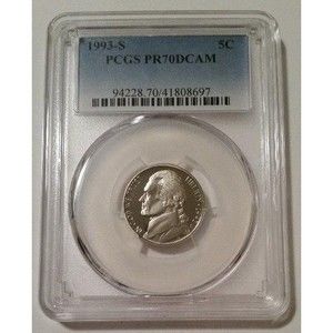1993 S Jefferson Nickel Proof PR70 DCAM PCGS